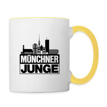 Münchner Junge Schwarz München Silhouette Geschenk - Tasse zweifarbig - Weiß/Gelb - Rechts