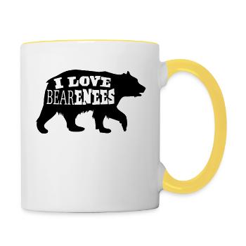 Ich liebe Bärenaffen - Tasse zweifarbig - Weiß/Gelb - Rechts