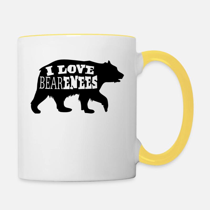 I Love BEARenees - Mug contrasté - blanc/jaune