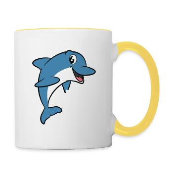 Love dolphins, I love dolphins Tshirt Dolphin are - Contrasting Mug - white/yellow - Right