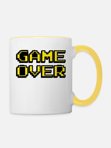 Game Over Design - Tasse zweifarbig - Weiß/Gelb