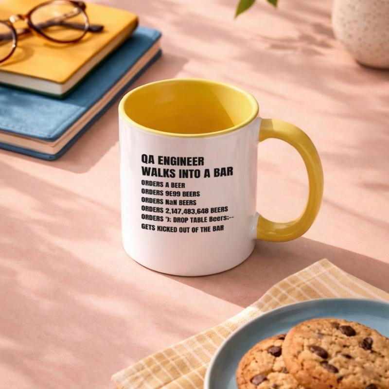 QA Engineer Walks Into A Bar Software Debugging Contrasting Mug