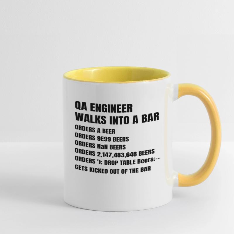 QA Engineer Walks Into A Bar Software Debugging Contrasting Mug