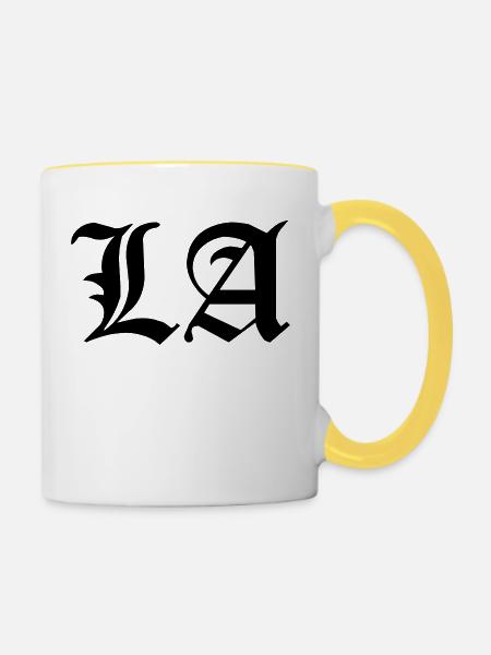 Los Angeles - Tasse zweifarbig - Weiß/Gelb