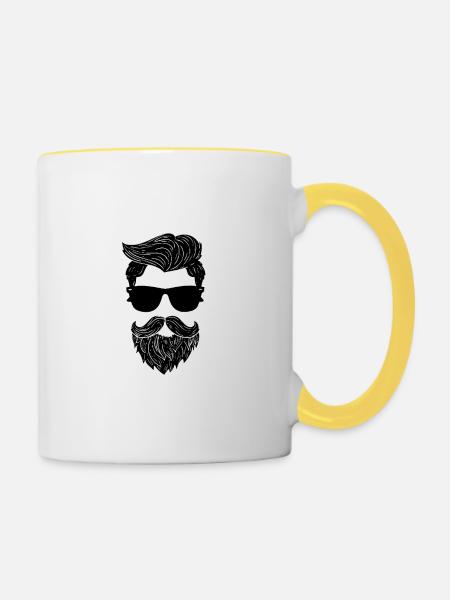 Vollbart - Tasse zweifarbig - Weiß/Gelb