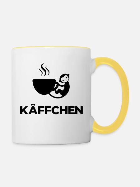 Käffchen - Tasse zweifarbig - Weiß/Gelb