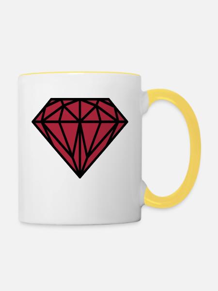 Diamant - Tasse zweifarbig - Weiß/Gelb