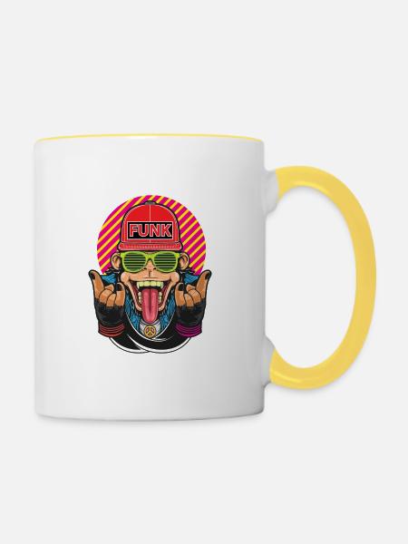 Funky Affe - Tasse zweifarbig - Weiß/Gelb