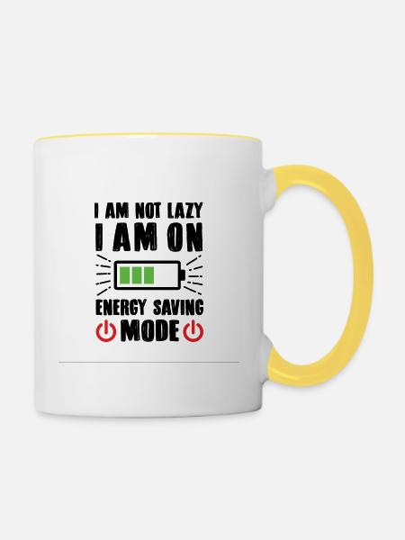 I am not lazy - Tasse zweifarbig - Weiß/Gelb