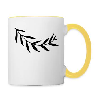 Branch branch leaf leaves plant nature shrub branches - Contrasting Mug - white/yellow - Right