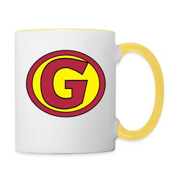Super, Superheld, Superheldin, Hero, G - Contrasting Mug - white/yellow - Right
