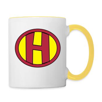 Super, Superheld, Superheldin, Hero, H - Contrasting Mug - white/yellow - Right
