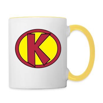 Super, Superheld, Superheldin, Hero, K - Contrasting Mug - white/yellow - Right