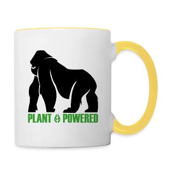 Plant Powered Vegan Geschenk - Tasse zweifarbig - Weiß/Gelb - Rechts