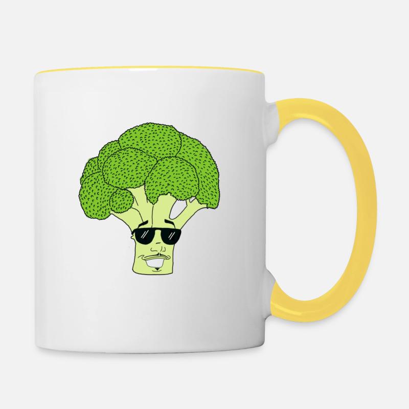 Broccoli Man Comic - Contrasting Mug - white/yellow