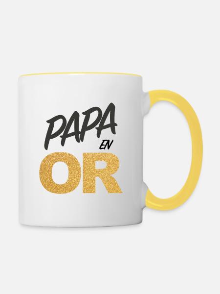 Papa in Gold - Contrasting Mug - white/yellow
