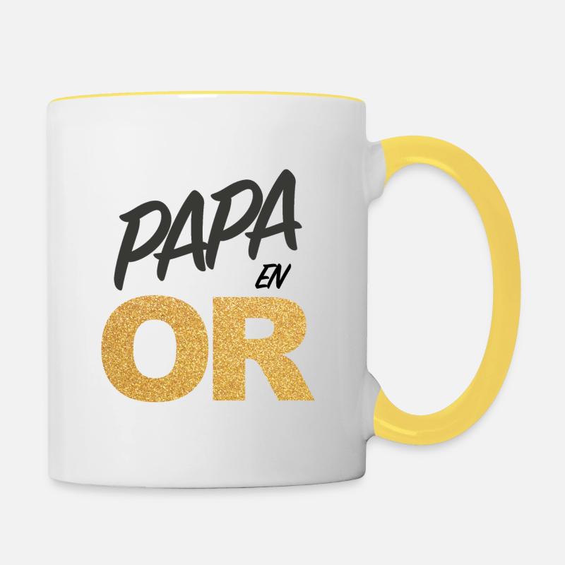 Papa in Gold - Tasse zweifarbig - Weiß/Gelb