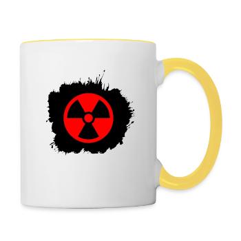 Rouge, rouge Radioactif, symbole de la radioactivité - Mug contrasté - blanc/jaune - Droite