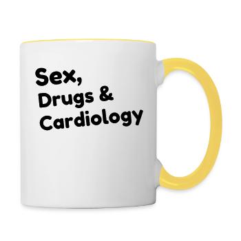 læge / hjertespecialist / kardiologi / medicin - Tofarvet krus - hvid/gul - Højre