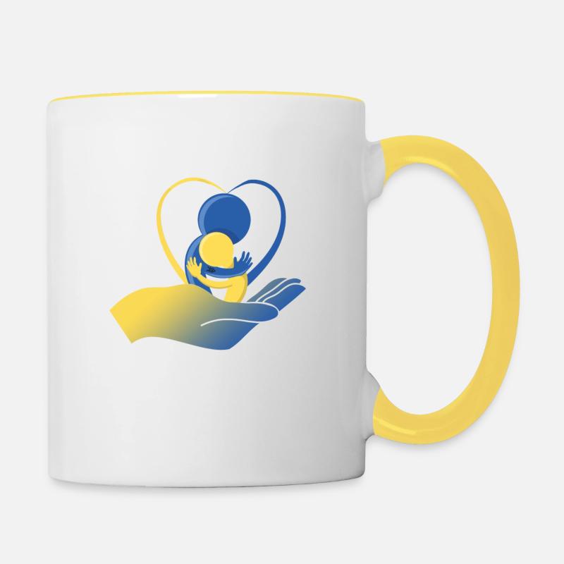 Down syndrome design - Contrasting Mug - white/yellow