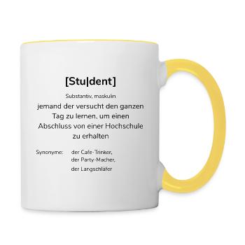 Student | Duden - Tasse zweifarbig - Weiß/Gelb - Rechts