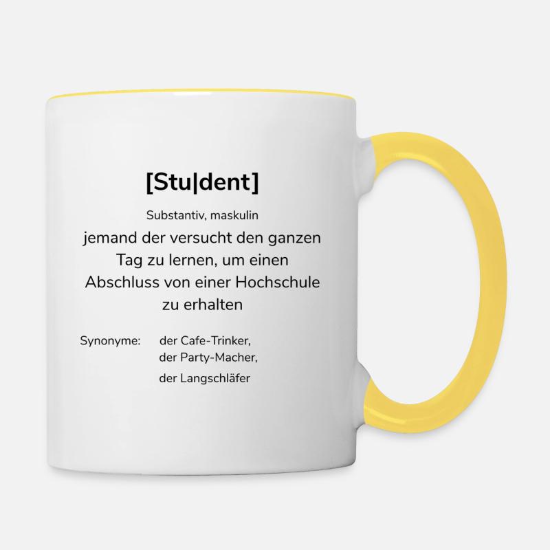 Student | Duden - Tasse zweifarbig - Weiß/Gelb