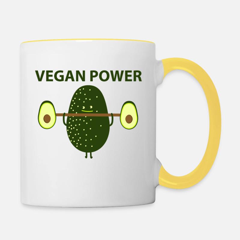 Vegan Power - Mug contrasté - blanc/jaune