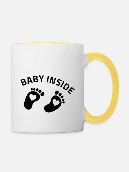 baby inside füßchen - Tasse zweifarbig - Weiß/Gelb