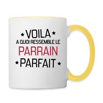 Godfather Pate Parrain Baby Baptism Birth - Contrasting Mug - white/yellow - Right