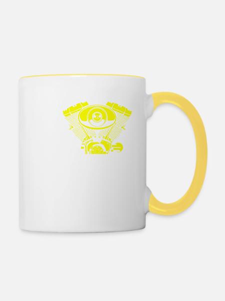 biker - Tasse zweifarbig - Weiß/Gelb