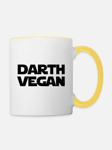 Darth Vegan Geschenk - Tasse zweifarbig - Weiß/Gelb