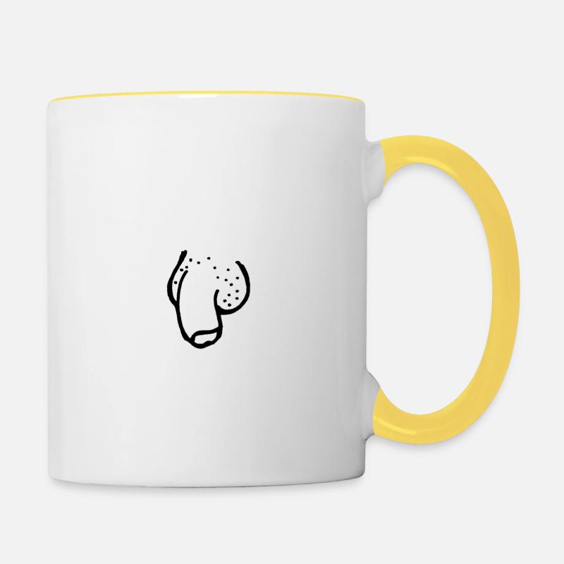 Bite pénis arbre bite - Mug contrasté - blanc/jaune