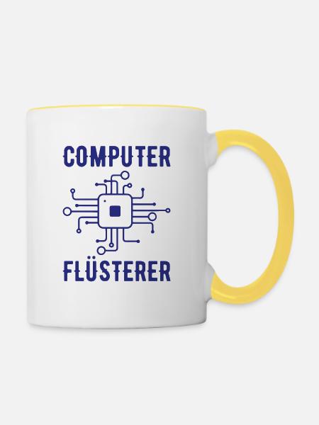 Computer Flüsterer Admin Sysadmin Geschenk - Tasse zweifarbig - Weiß/Gelb