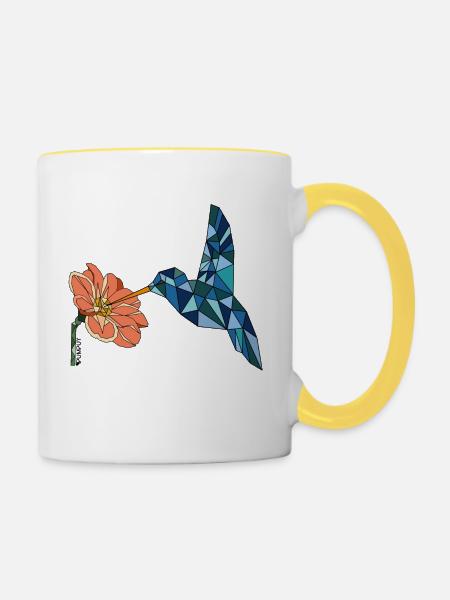 BIRD WITH FLOWER - Tasse zweifarbig - Weiß/Gelb