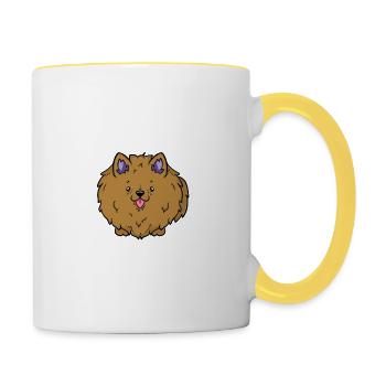 Flocke ( braun ) - Tasse zweifarbig - Weiß/Gelb - Rechts