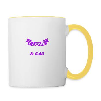 Cadeau d'amour de tennis chat sport - Mug contrasté - blanc/jaune - Droite