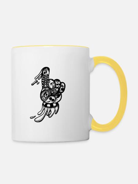 Ein Gekritzel - Tasse zweifarbig - Weiß/Gelb