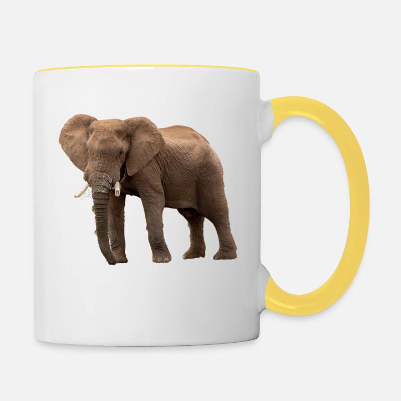Éléphant - Mug contrasté - blanc/jaune