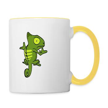 Cute Green Iguana Pet Lizard Reptile Owner Gift - Contrasting Mug - white/yellow - Right