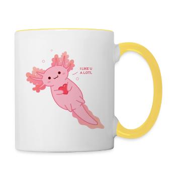 Axolotl likes you - Contrasting Mug - white/yellow - Right