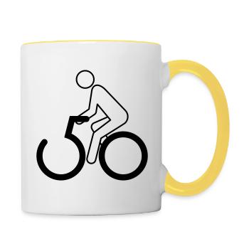Radelnd durch den 50er - Tasse zweifarbig - Weiß/Gelb - Rechts