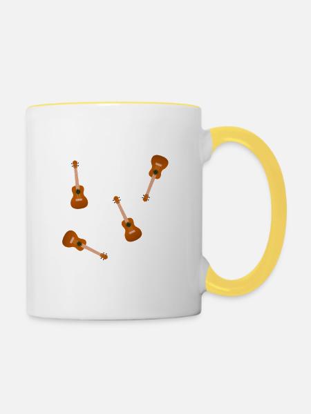 Ukulele - Tasse zweifarbig - Weiß/Gelb