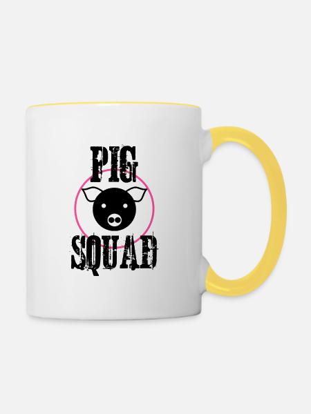 Schweinekader - Tasse zweifarbig - Weiß/Gelb