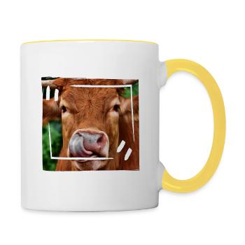 Rind - Tasse zweifarbig - Weiß/Gelb - Rechts