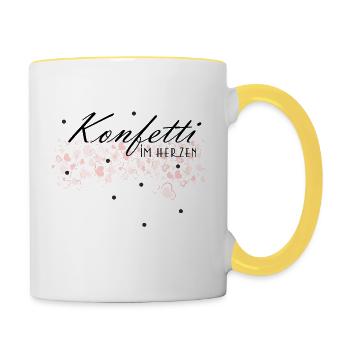 Confettis dans le cœur - Mug contrasté - blanc/jaune - Droite