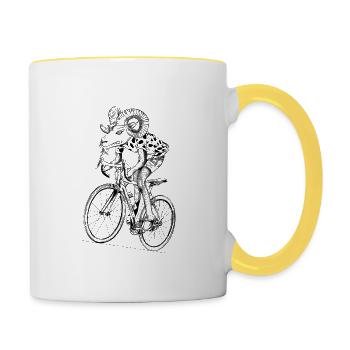 Muffel mit Fahrrad - Tasse zweifarbig - Weiß/Gelb - Rechts