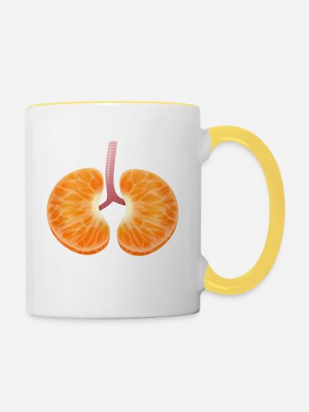 Mandarinenlunge - Tasse zweifarbig - Weiß/Gelb