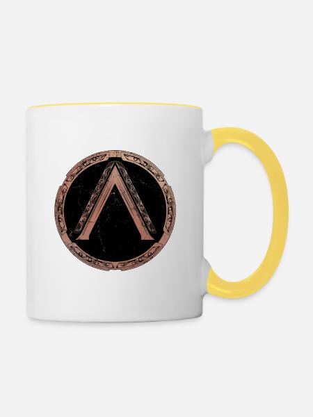 Sparta Lambda Symbol - Tasse zweifarbig - Weiß/Gelb