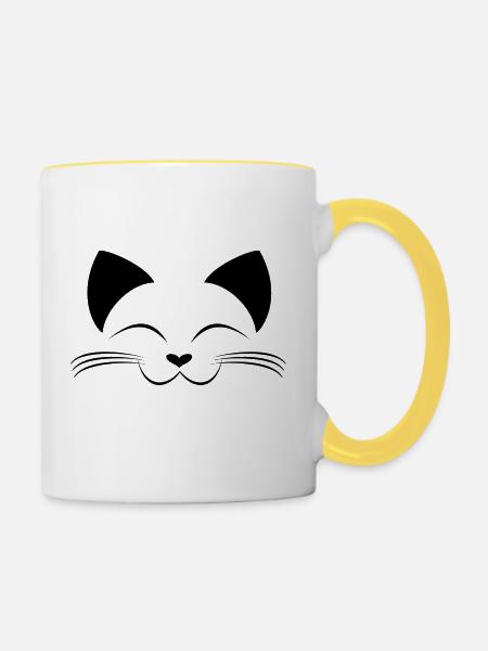 Süßes Kätzchen. - Tasse zweifarbig - Weiß/Gelb