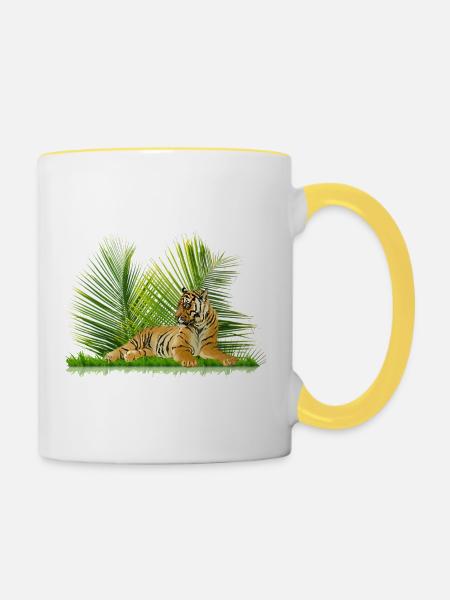 Tiger - Tasse zweifarbig - Weiß/Gelb
